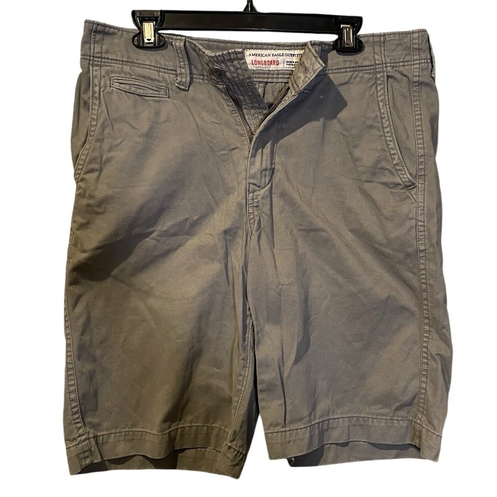 American Eagle Outfitters Longboard Mens Gray Cotton Twill Chino Shorts Size 31